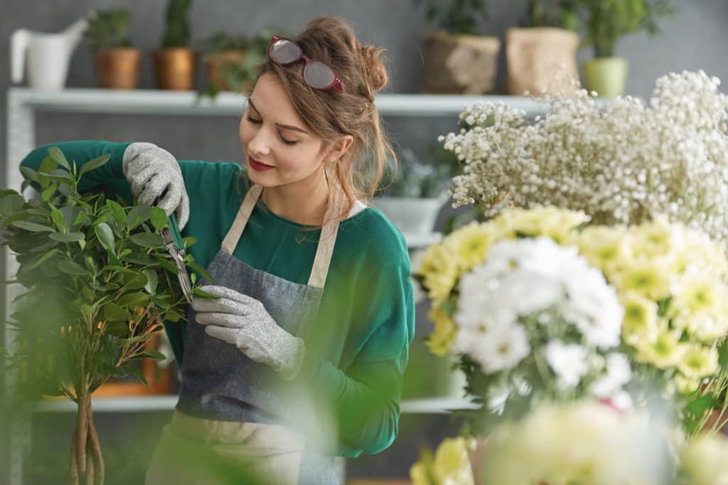 Young flower shop owner